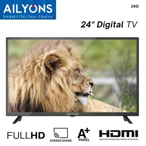 AILYONS 24" Digital LED TV AC/DC TV Original 1080P Energy Saving Televison - Black , (1YR WRTY) (Ailyons TV 2401-D)