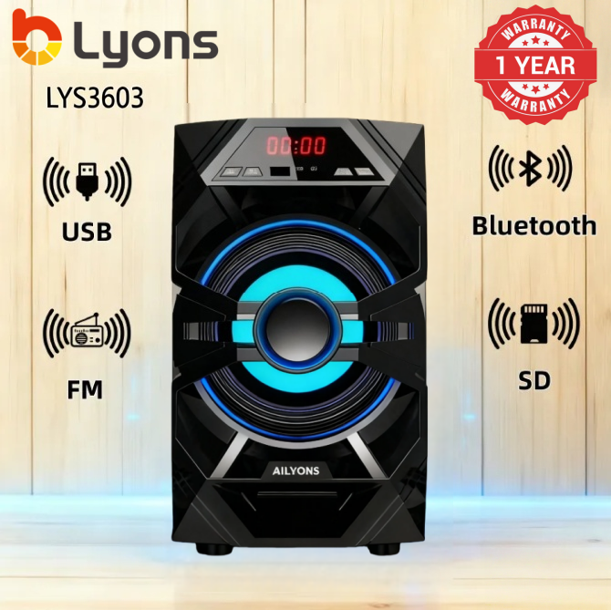 LYONS LYS3603 3.1CH Speaker System woofer Subwoofer  Multimedia  18000W PMPO Black 60W+15W×3【Hot！】