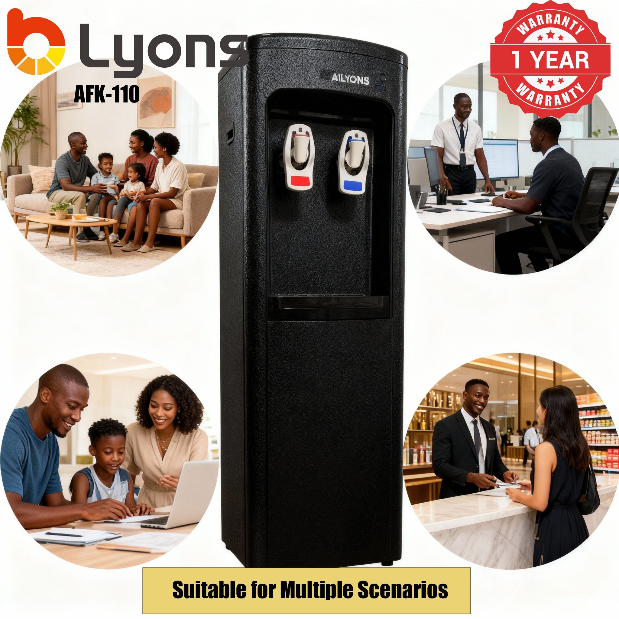 ALYONS AFK-110 Taps - Hot & Cold  standing Water Dispenser with Storage Cabine  ousehold Appliance 2 Faucets Kitchen Appliance big size