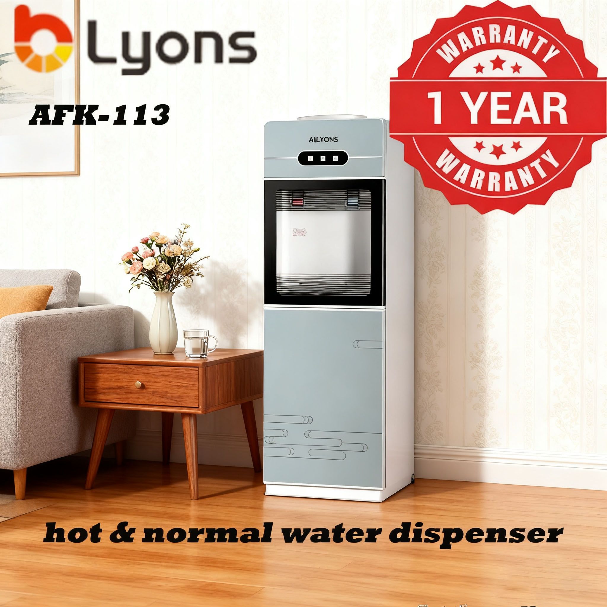 ALYONS AFK-113 Taps - Hot & Cold  standing Water Dispenser with Storage Cabine  ousehold Appliance 2 Faucets Kitchen Appliance big size