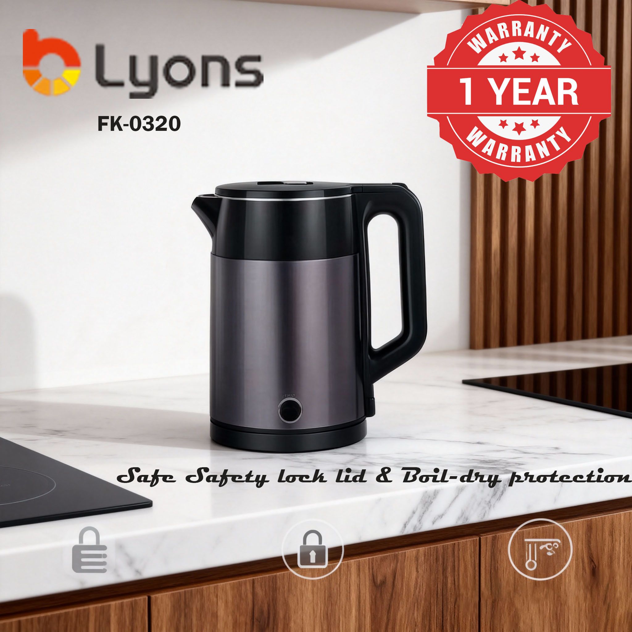 AILYONS 1.8L Electric Kettles Stainless steel  FK-0320 electric kettle Kitchen Appliances Small Appliances