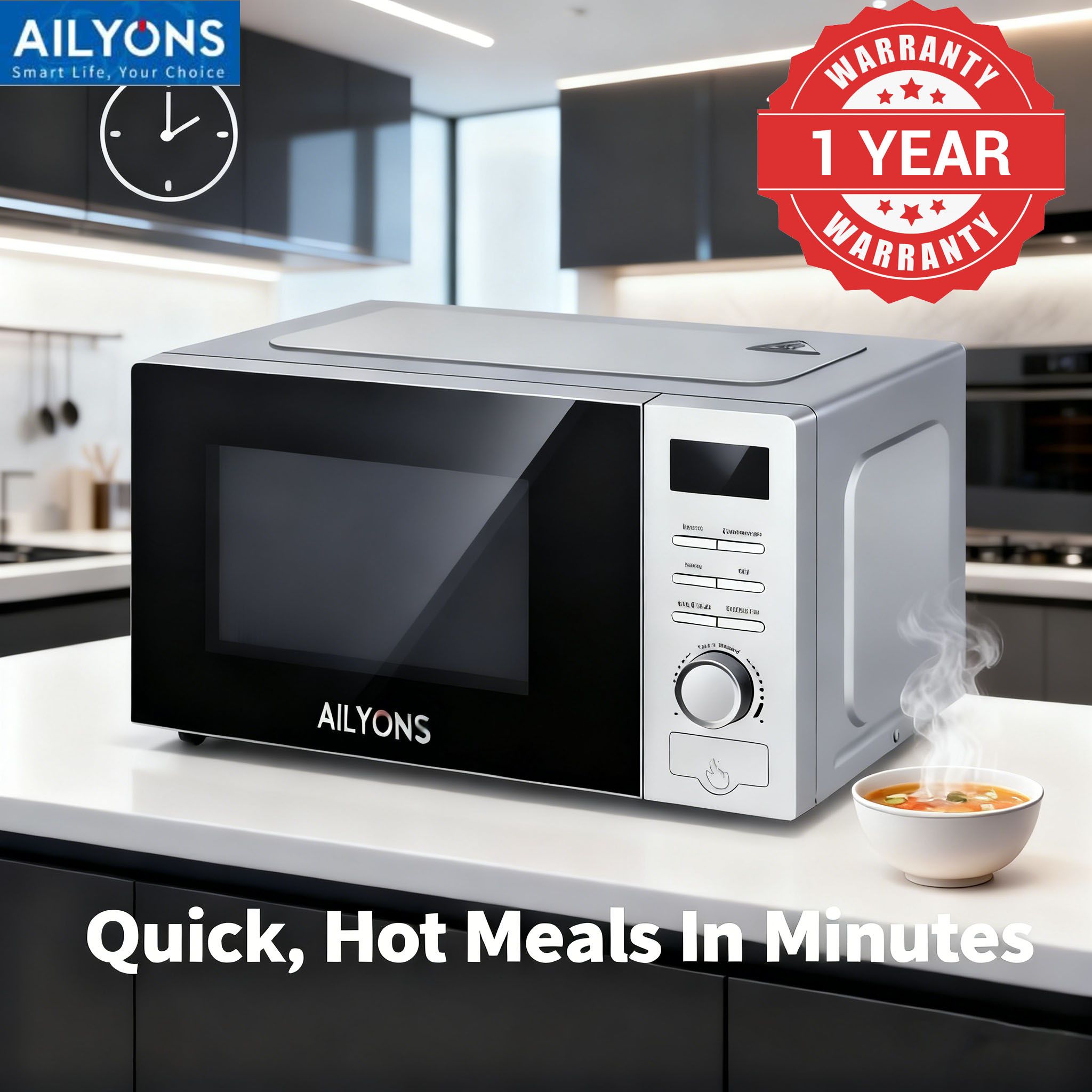 AILYONS LMO-2004 20L Electric Home Microwave Oven-MICR OWAVE OVEN- 1100W-Silver(1YR WRTY)