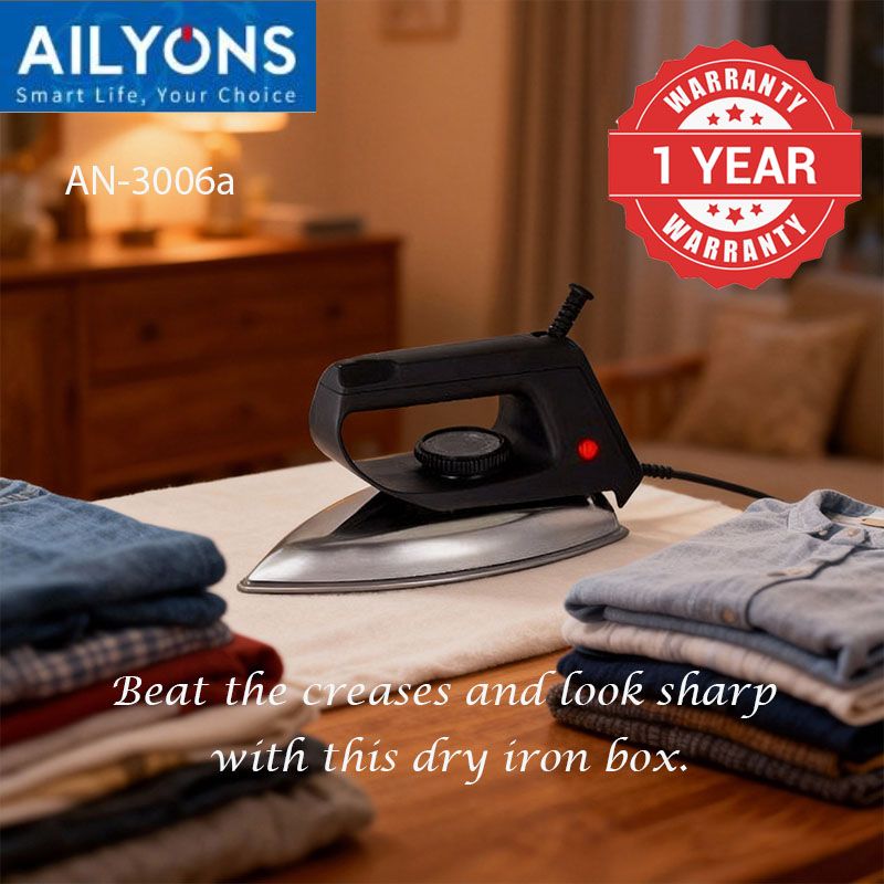 LYONS Deluxe Dry Iron Box - AN-3006a Stainless Steel Bottom Plate  Irons  Steamers【HOT!】