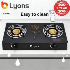 【HOT！!】LYONS GK-022 Glass Top Infrared Double Burner Gas stove Super Infrared Heater Saving Gas cooker Black