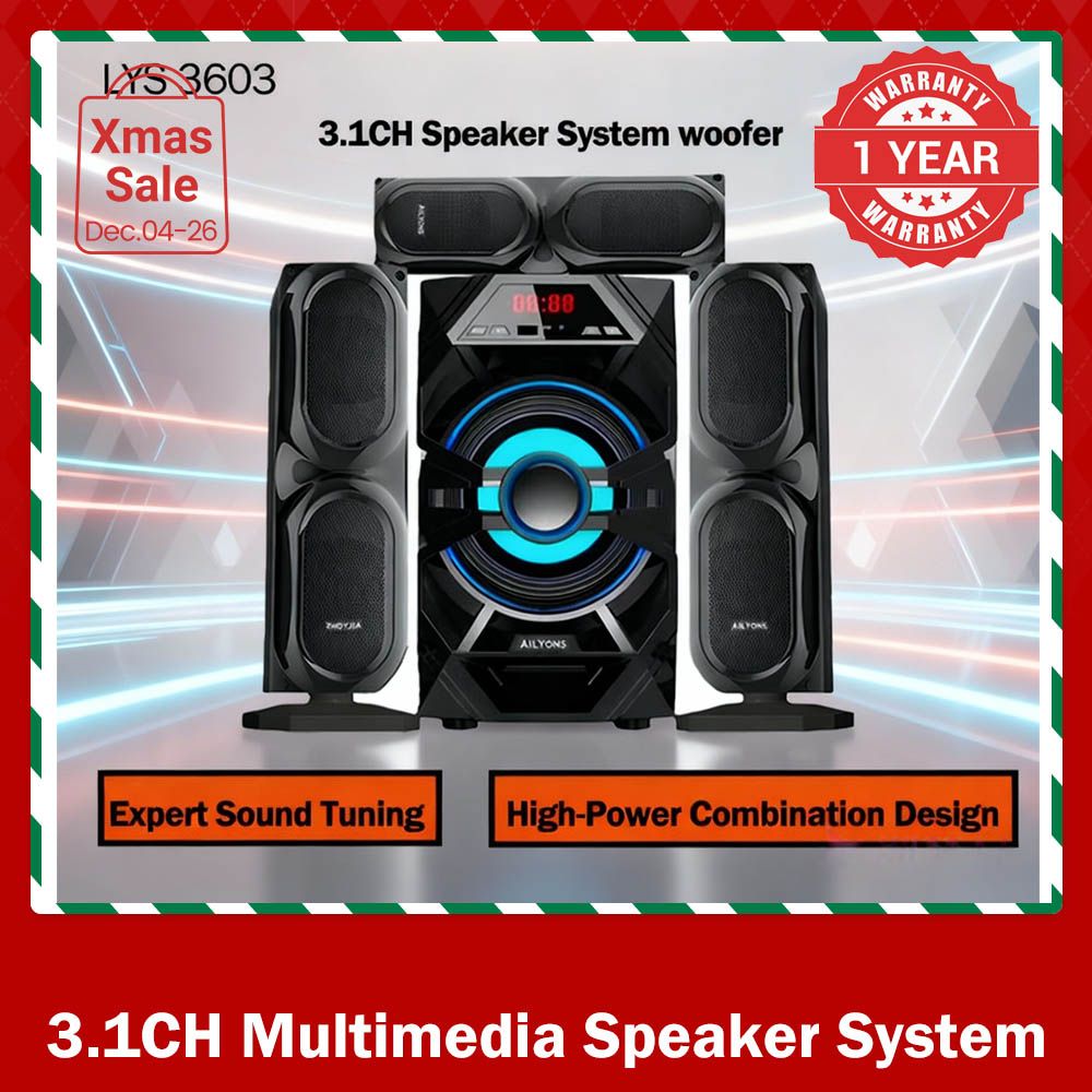 LYONS LYS3603 3.1CH Speaker System woofer Subwoofer  Multimedia  18000W PMPO Black 60W+15W×3【WEEK ONLY！】