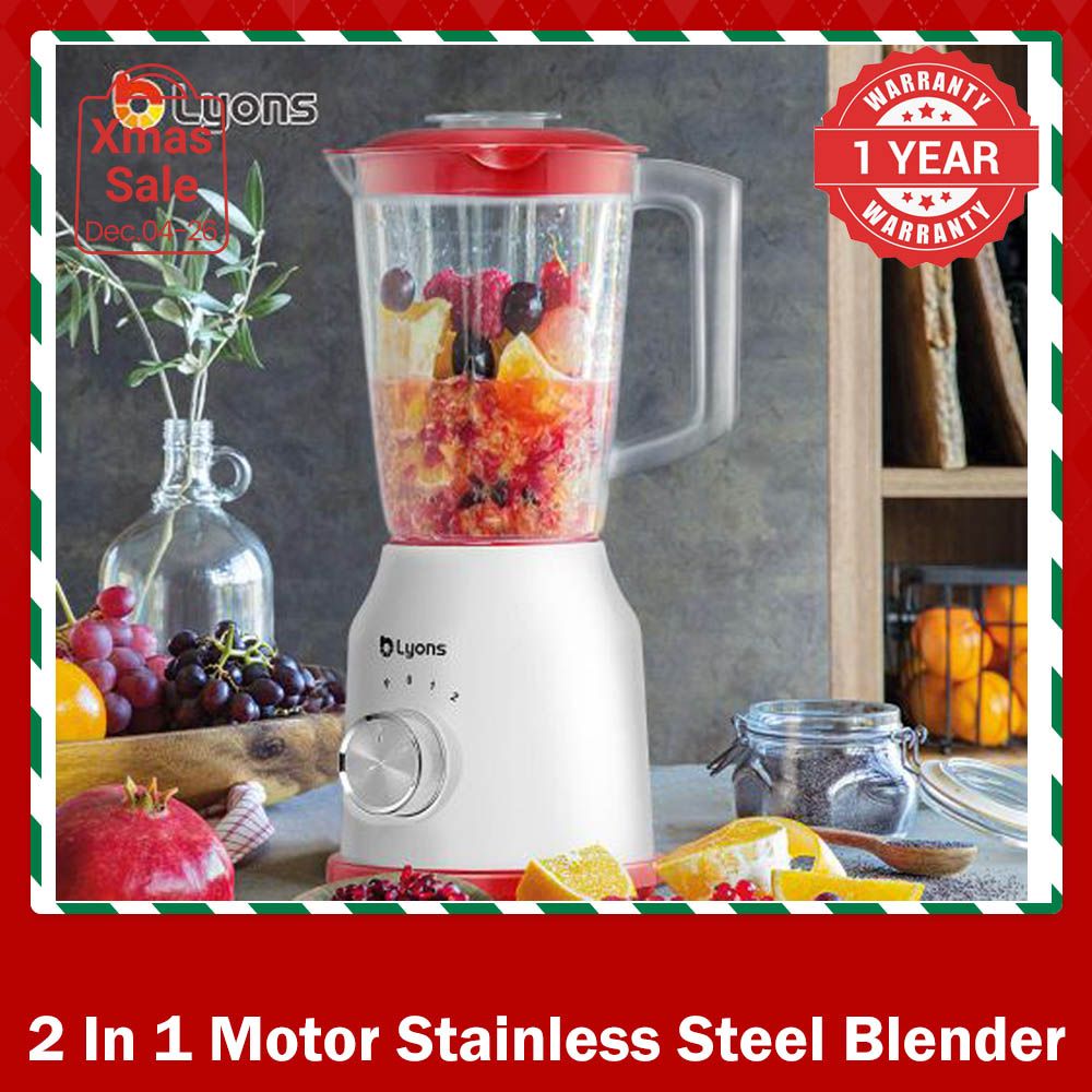 LYONS 1.6L 2 In 1 Motor Stainless Steel Blender YT-138/TY-121 Quality With Grinder Juicer White[[Black Friday!] Limited Offer]