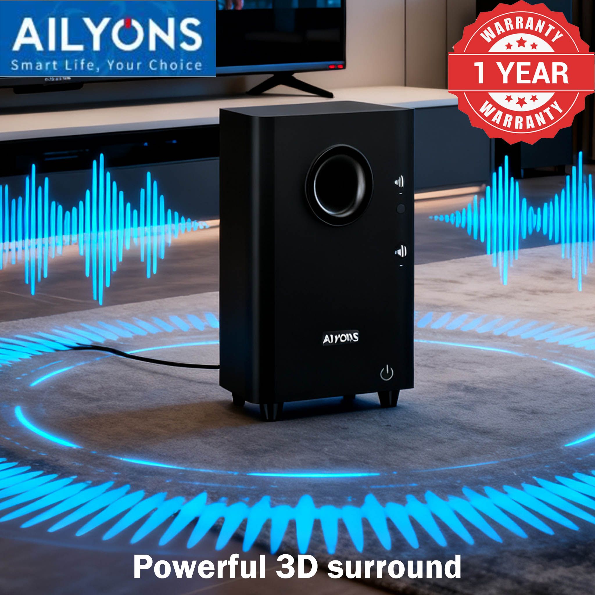 AILYONS SB401K 2.1CH Speaker System woofer Sound Bar Subwoofer Soundbar Multimedia  18000W PMPO Black 30W+15W×2【Hot！】