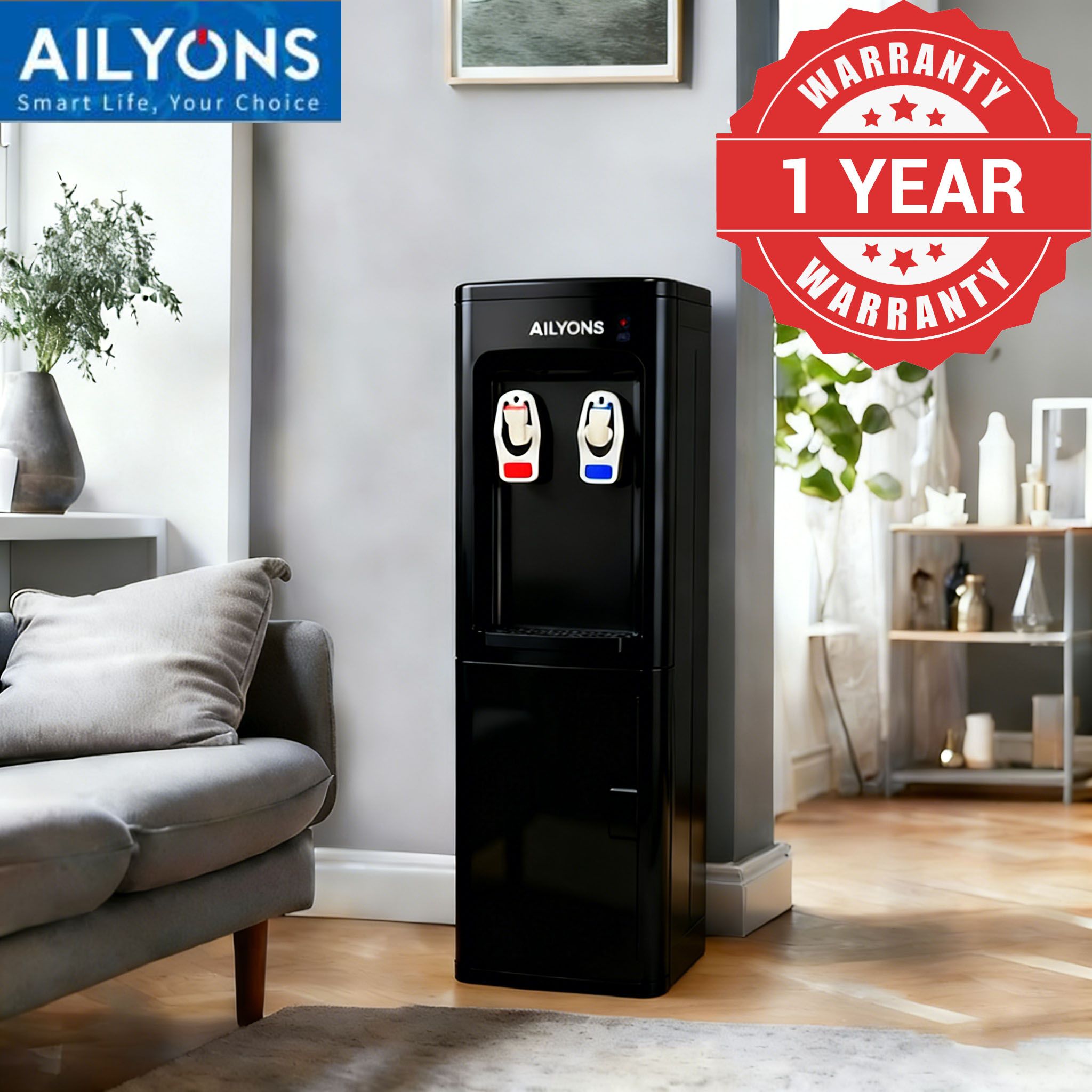 ALYONS AFK-110 Taps - Hot & Cold  standing Water Dispenser with Storage Cabine  ousehold Appliance 2 Faucets Kitchen Appliance big size