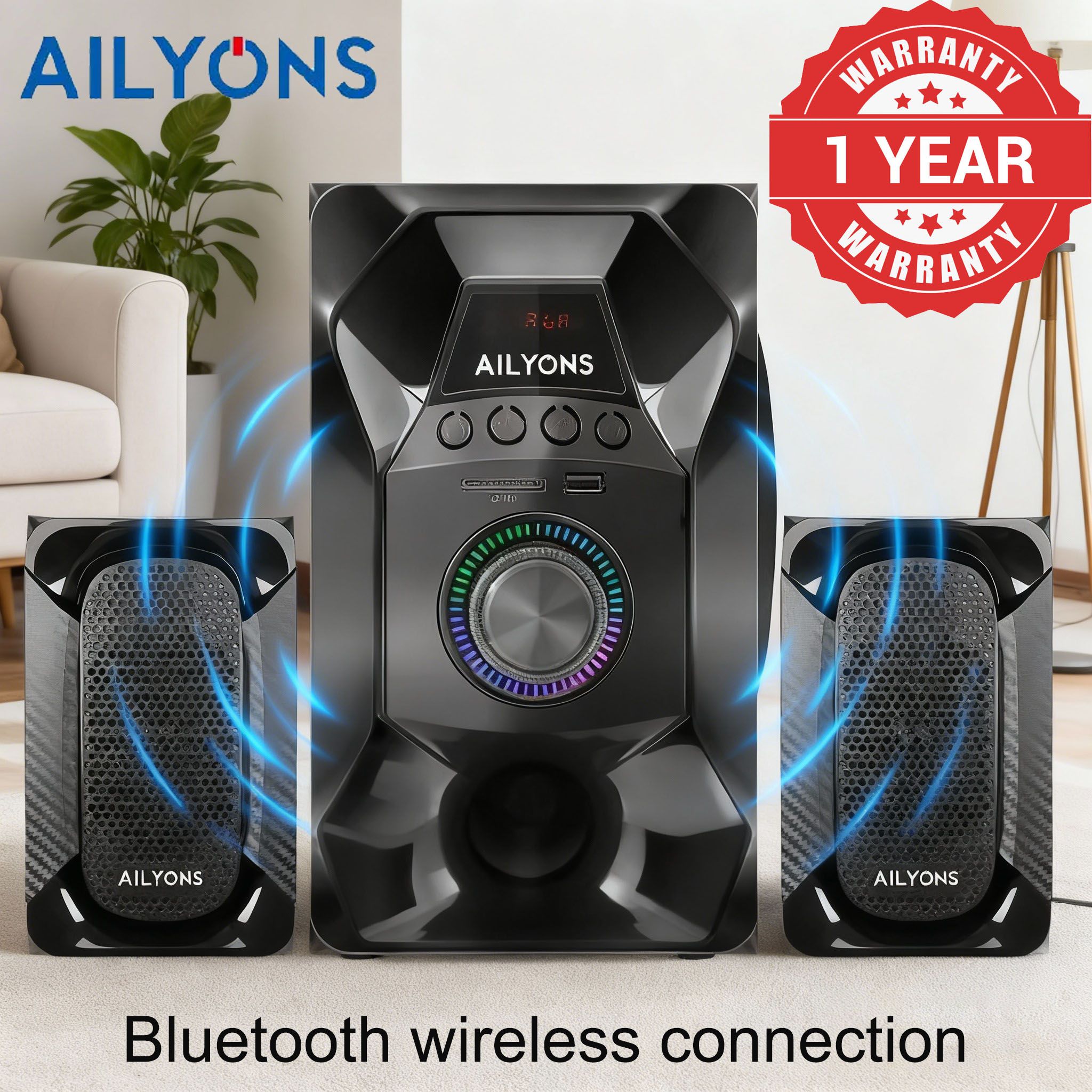 AILYONS/LYONS ECS2404/LYS2404 woofer speaker system Multimedia Speaker With Powerful Amplifier 18000 PMPO Output Power 25W+10W*2 Speaker System【HOT】