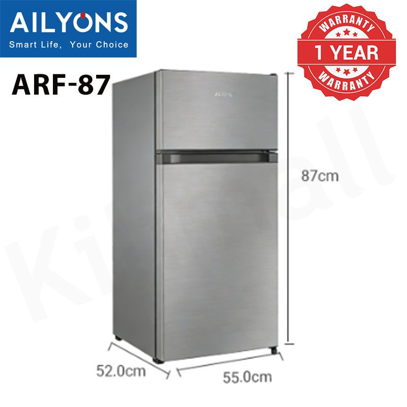 AILYONS 86L Double Door Fridge ARF-87 Refrigerator - Silver Grey