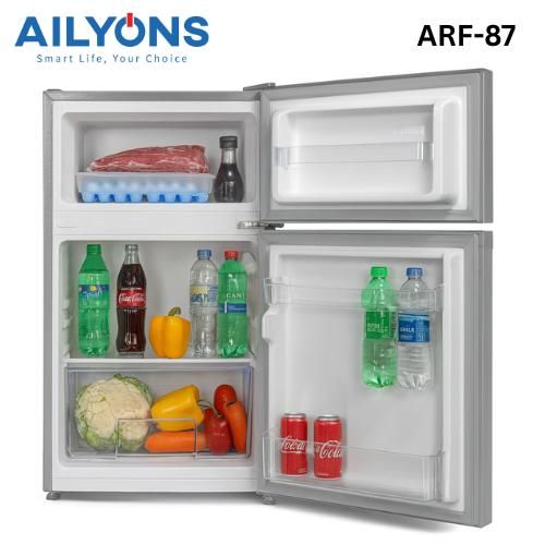 AILYONS 86L Double Door Fridge ARF-87 Refrigerator - Silver Grey