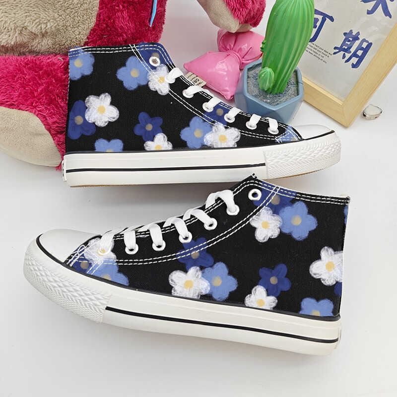 SUPPER NICE BIG SIZE 37-43Niche original design canvas shoes for girls four-season high-top casual skateboard shoes trend round toe Korean version ladys shoes womens shoes students shoes