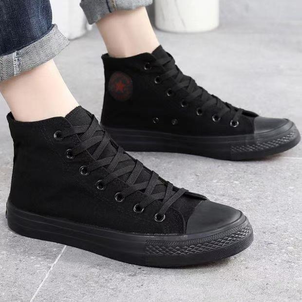 BIG SIZE 40-47Black high-top espadrilles fashionable classic and versatile espadrilles men's casual shoes board shoes flat shoes single shoes mens shoes flats shoes loafers shoes mens canvas shoes