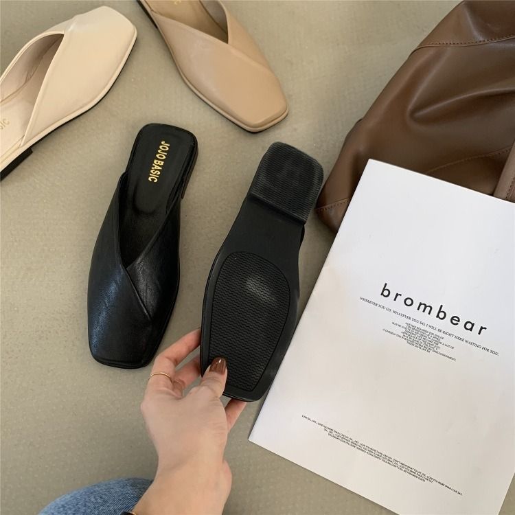 Comfortable home travel shoes Slippers women's outer wear Baotou 2024 new summer half slippers women's shoes fashion mules net red sandals INS trend slippers