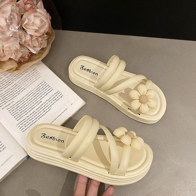 New Flower Sandals, Women's Platform Non-slip Slippers, Romantic Flower Beach Shoes, New Summer Fairy Style, Slippers, Roman Casual Shoes, Multi-scene Women's Shoes