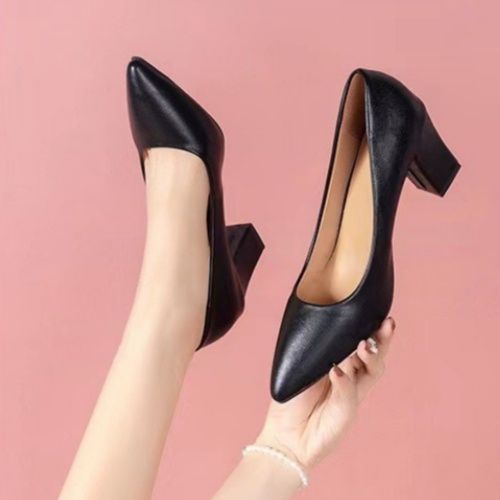 Women's shoes fashion single shoes women's block heel 2024 Autumn New Pointed-toe Work Shoes pumps slip-on Korean Version High heels simple women's high heels