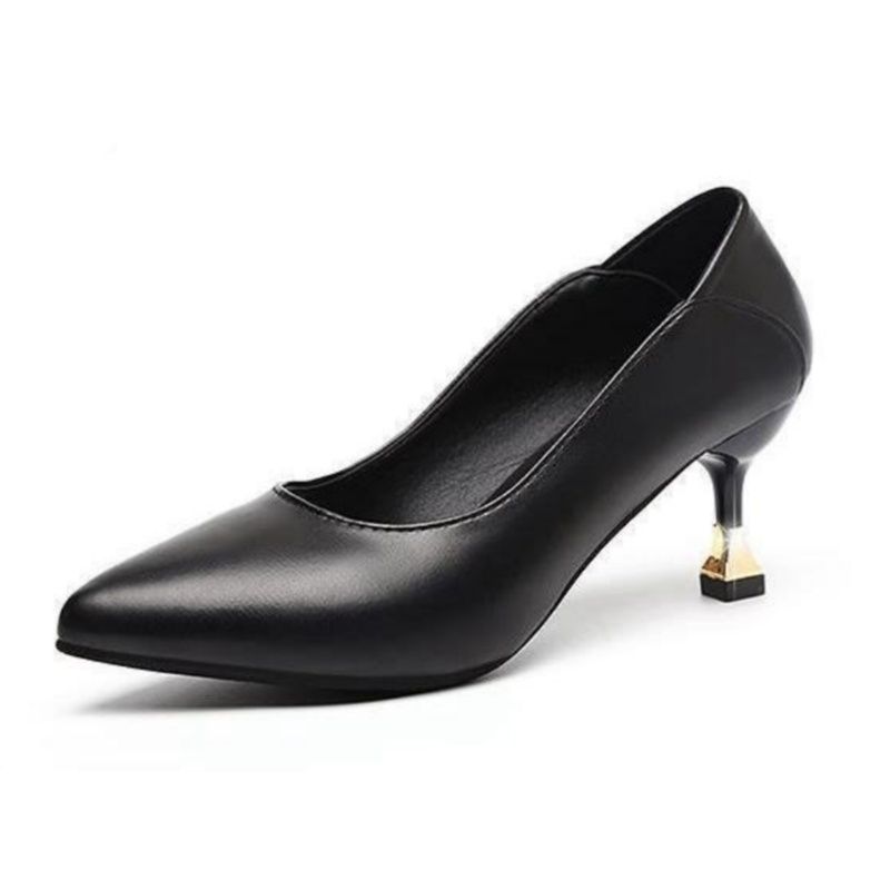 Two ways to wear, soft leather fashion, new net celebrity single shoes, high heels, women's shoes, stiletto heels, pointed toe cat heels, medium heels, professional work shoes, black