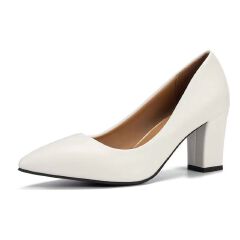 Women's shoes fashion single shoes women's block heel 2024 Autumn New Pointed-toe Work Shoes pumps slip-on Korean Version High heels simple women's high heels black heel white