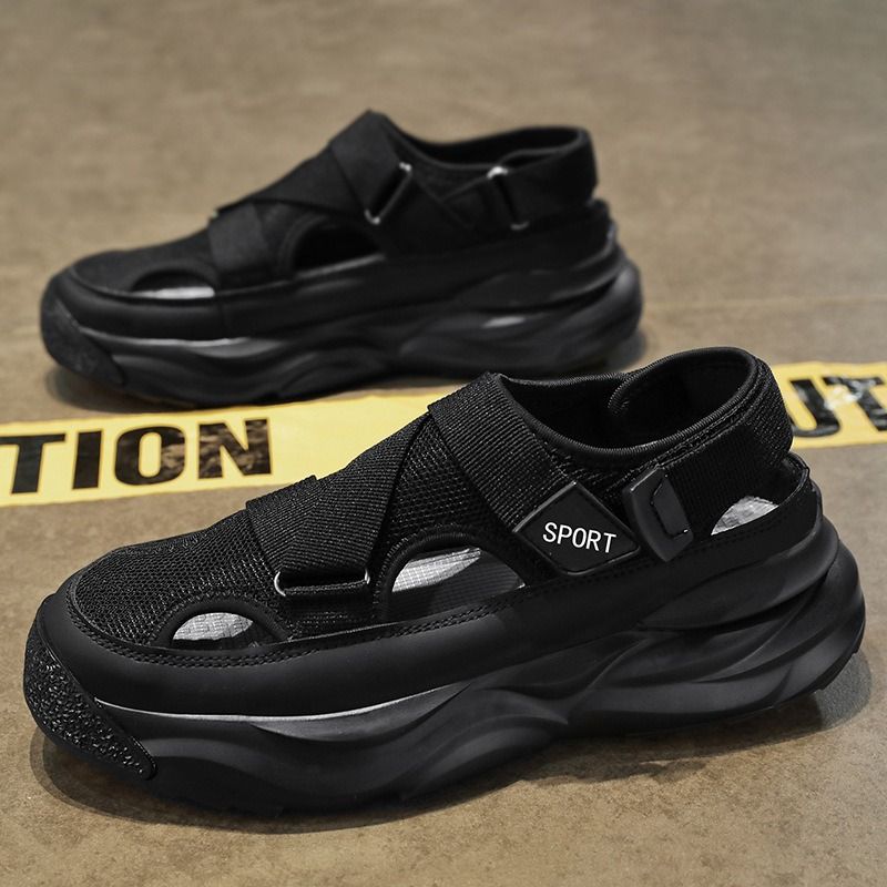 Hole shoes men's 2024 New summer men's shoes breathable driving sandals men's toe shoes sneakers beach sandals black