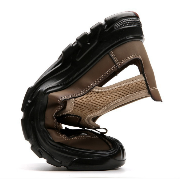 Non-slip sandals, summer mesh, toe, breathable, driving, openwork, outdoor versatile, casual, versatile hole shoes brown