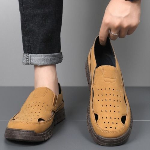 Anniversary Celebration Special-Pri Men shoes official shoes Men shoes men open shoes Summer men's sandals super light holey shoes flat slippers casual shoes sandals casual shoes men's single shoes