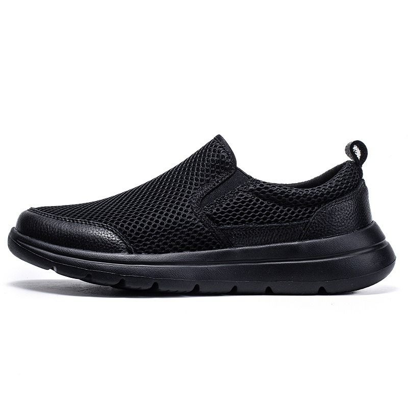 Men's shoes all-season mesh slip-on casual shoes non-slip breathable soft-soled black shoes lightweight walking shoes men's sports shoes