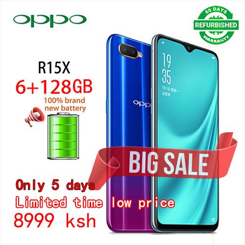 Refurbished OPPO R15X 128GB+6GB 6.4'' Face unlock 3600mAh Battery Smart Phones Dual SIM 25MP+18MP Camera Mobile phones Qualcomm Snapdragon 660 processor