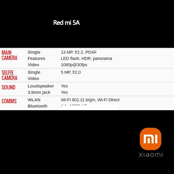 Refurbished xiaomi redmi 5A 4GB+32GB 5'' 3000mAh Battery Smart Phones Dual SIM 1300MP+5MP Camera Mobile phones Qualcomm Snapdragon 425 processor