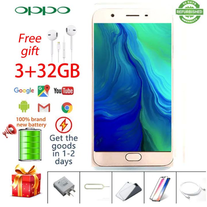 Refurbished phones oppo  f1 A57 3+32GB Dual SIM 5.2inch 16MP smartphone Google support 3GB+32GB gifts 3+32gb