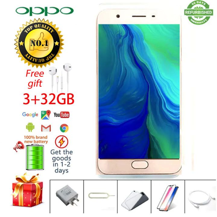 Refurbished phones oppo  f1 A57 3+32GB Dual SIM 5.2inch 16MP smartphone Google support 3GB+32GB gifts 3+32gb