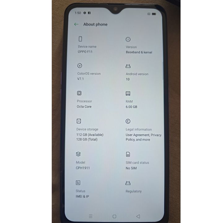 Refurbished OPPO A9 F11 128GB+6GB 6.5'' Face unlock 4040mAh Battery Smart Phones Dual SIM