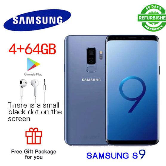 Refurbished Samsung s9 phone 100%Original 64GB Mobile Phone option A （edge dot）