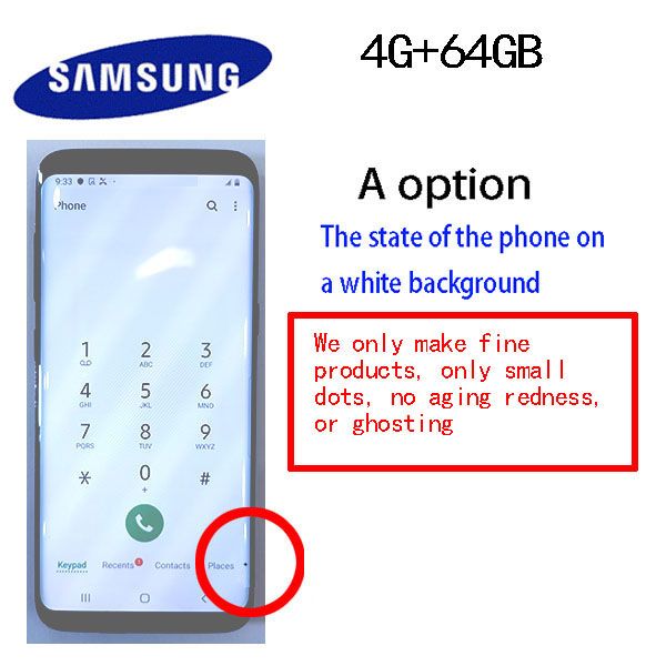 Refurbished Samsung s9 phone 100%Original 64GB Mobile Phone option A （edge dot）