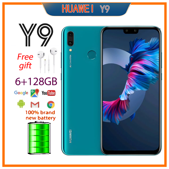 Refurbished huawei Y9 2019 6+128GB phone 100%Original Mobile Phone Smart Huawei y9 2019 Blue 6+128GB