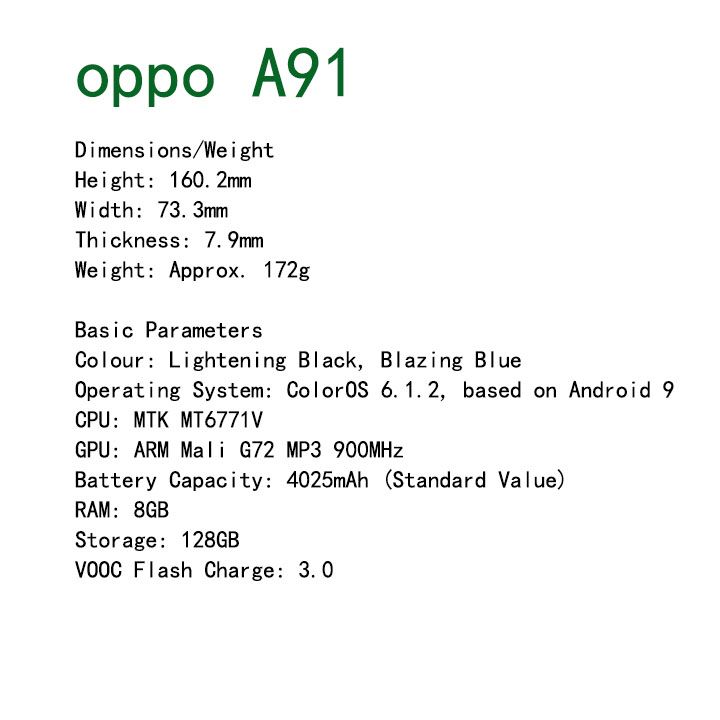 Refurbished OPPO A91 F15 Smart Phone 256GB 128GB 6.4" without Fingerprint unlock phone Dual SIM 4G phone Refurbished Phone SmartPhones Mobile Phones 128GB phone 4G Phone oppp phone smartphone A91 F15