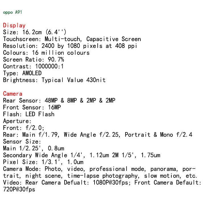 Refurbished OPPO A91 F15 Smart Phone 256GB 128GB 6.4" without Fingerprint unlock phone Dual SIM 4G phone Refurbished Phone SmartPhones Mobile Phones 128GB phone 4G Phone oppp phone smartphone A91 F15