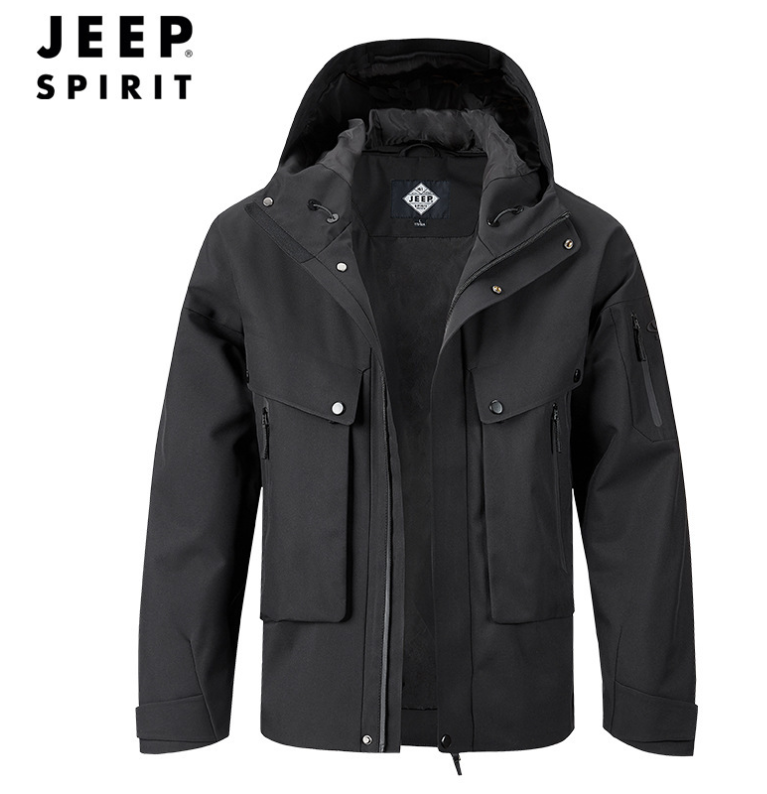 JEEP 2025 New Men's Outdoor Charge Jacket Waterproof and Breathable Clothes Hooded Loose Large Four Seasons Leisure Jacket