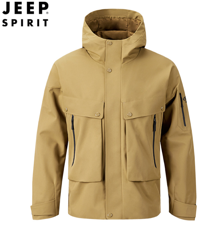 JEEP 2025 New Men's Outdoor Charge Jacket Waterproof and Breathable Clothes Hooded Loose Large Four Seasons Leisure Jacket