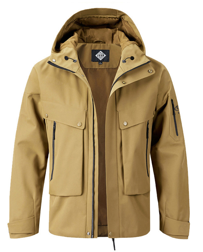 JEEP 2025 New Men's Outdoor Charge Jacket Waterproof and Breathable Clothes Hooded Loose Large Four Seasons Leisure Jacket