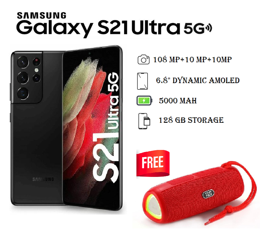 Galaxy S21 Ultra 5G, 128 GB,6.8" Dynamic AMOLED Screen, 5000 MAh, Duo Sim Black