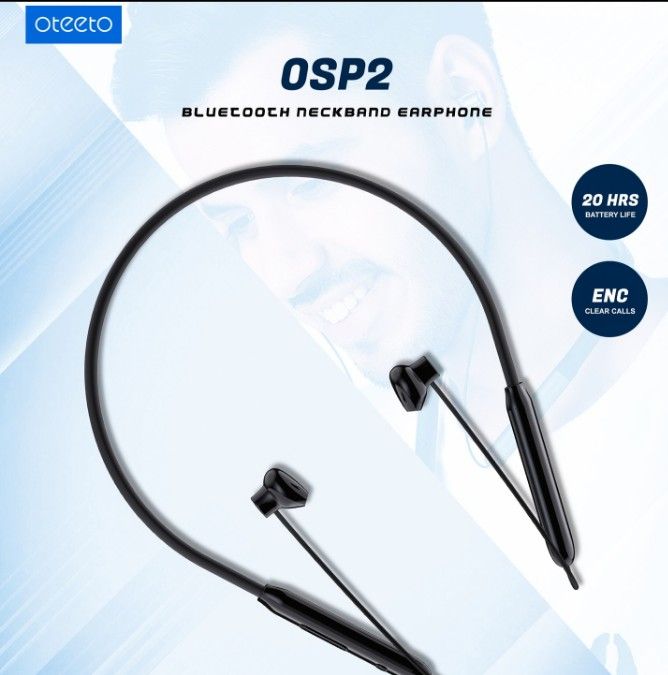 oteeto Bluetooth Neckband, 13 Hrs Playtime, All-Day Comfort, Ultra Light, Deep Bass, The Ultimate Bluetooth Earphones - Black