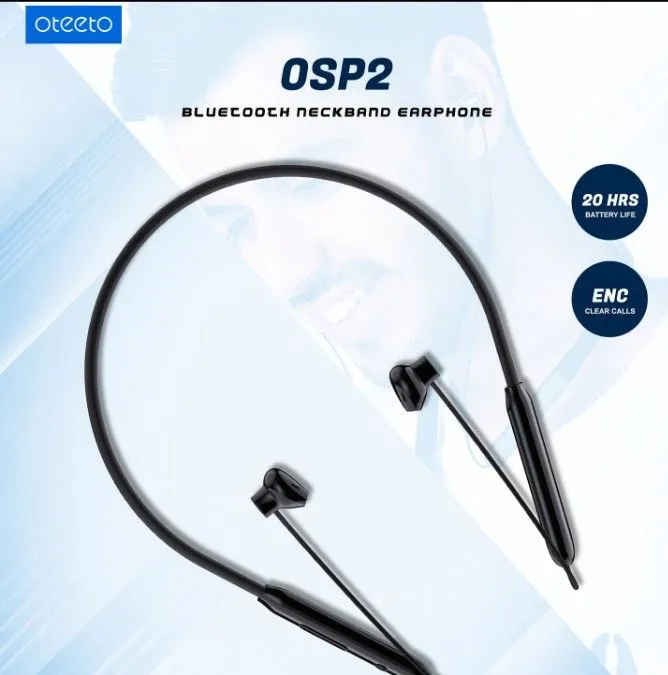 oteeto Bluetooth Neckband, 13 Hrs Playtime, All-Day Comfort, Ultra Light, Deep Bass, The Ultimate Bluetooth Earphones - Black