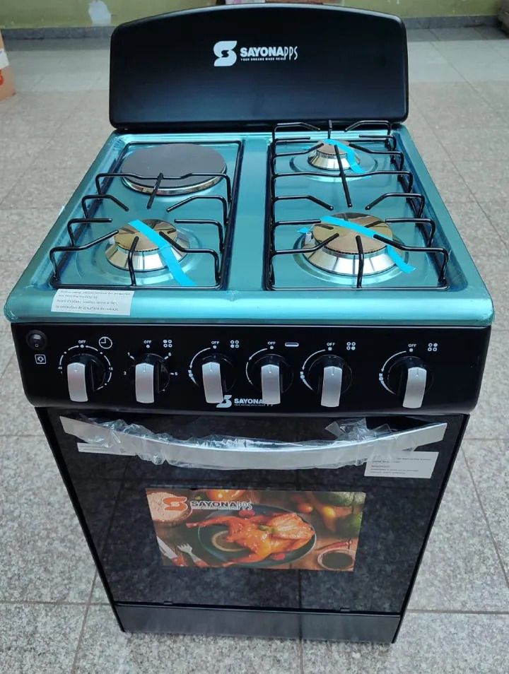 New Arrival Sayona SGC 50E31-GO Free Standing Gas Cooker, 50*55 Size with Gas oven 3 gas burners and 1 electric plate Standing Gas Cookers
