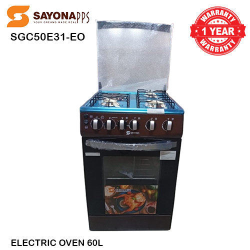 FREE GIFT!! Sayona SGC50E31-EO Free Standing Electric Cooker, 50*55 Size with Electric oven 3 gas burners and 1 electric plate Standing Gas Cooker(Free powerbank)
