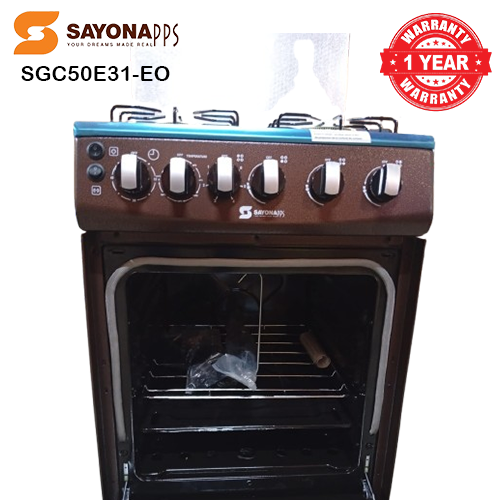 FREE GIFT!! Sayona SGC50E31-EO Free Standing Electric Cooker, 50*55 Size with Electric oven 3 gas burners and 1 electric plate Standing Gas Cooker(Free powerbank)
