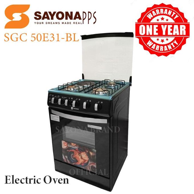 Sayona SGC50E31-EO Free Standing Electric Cooker, 50*55 Size with Electric oven 3 gas burners and 1 electric plate Standing Gas Cooker