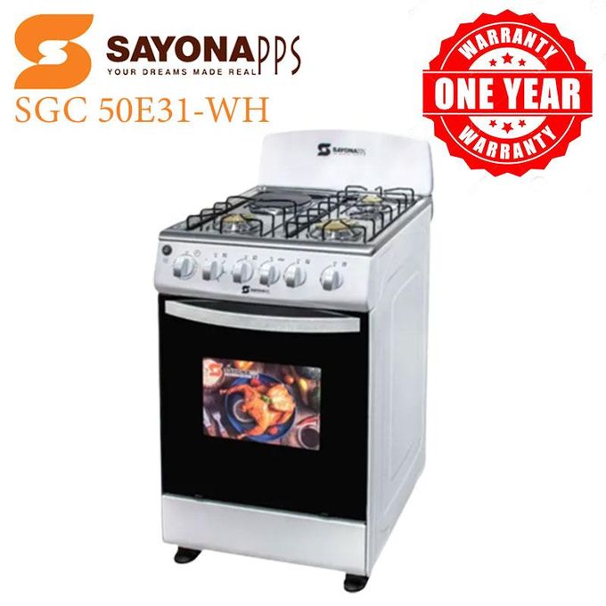 New Arrival Sayona SGC 50E31-GO Free Standing Gas Cooker, 50*55 Size with Gas oven 3 gas burners and 1 electric plate Standing Gas Cookers