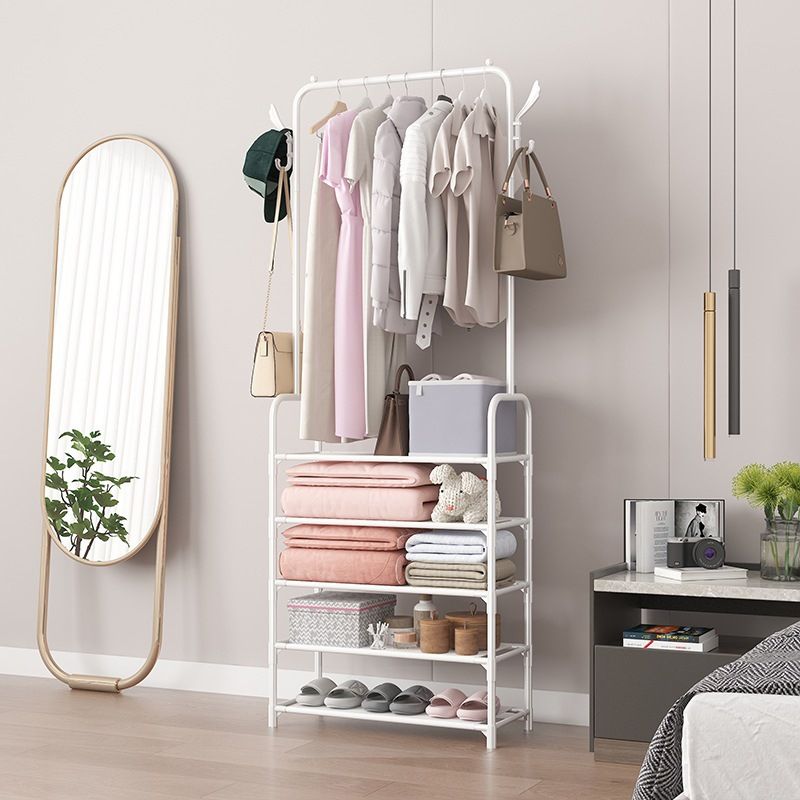 Jaza Keja 5 Tier Coat Rack Hall Tree Entryway Shoes Rack Shelf Coat Wardrobe Rack for Home Office Bedroom Mudroom Living Room