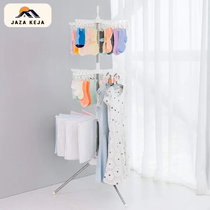 【Promotions】Jaza Keja 3 Tier Baby Clothes Drying Rack Laundry Drying Rack Folding Steamer Stand Garment Rack for Balcony Hanger Stand For Indoor Sun Clothes Airer