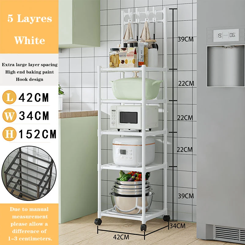 Jaza Keja Storage Kitchen Trolley Rack Pulley Pot Rack Multi-layer Pantry Closet Fridge Side Seam Finishing Rack Kitchen Cart Bathroom Rack